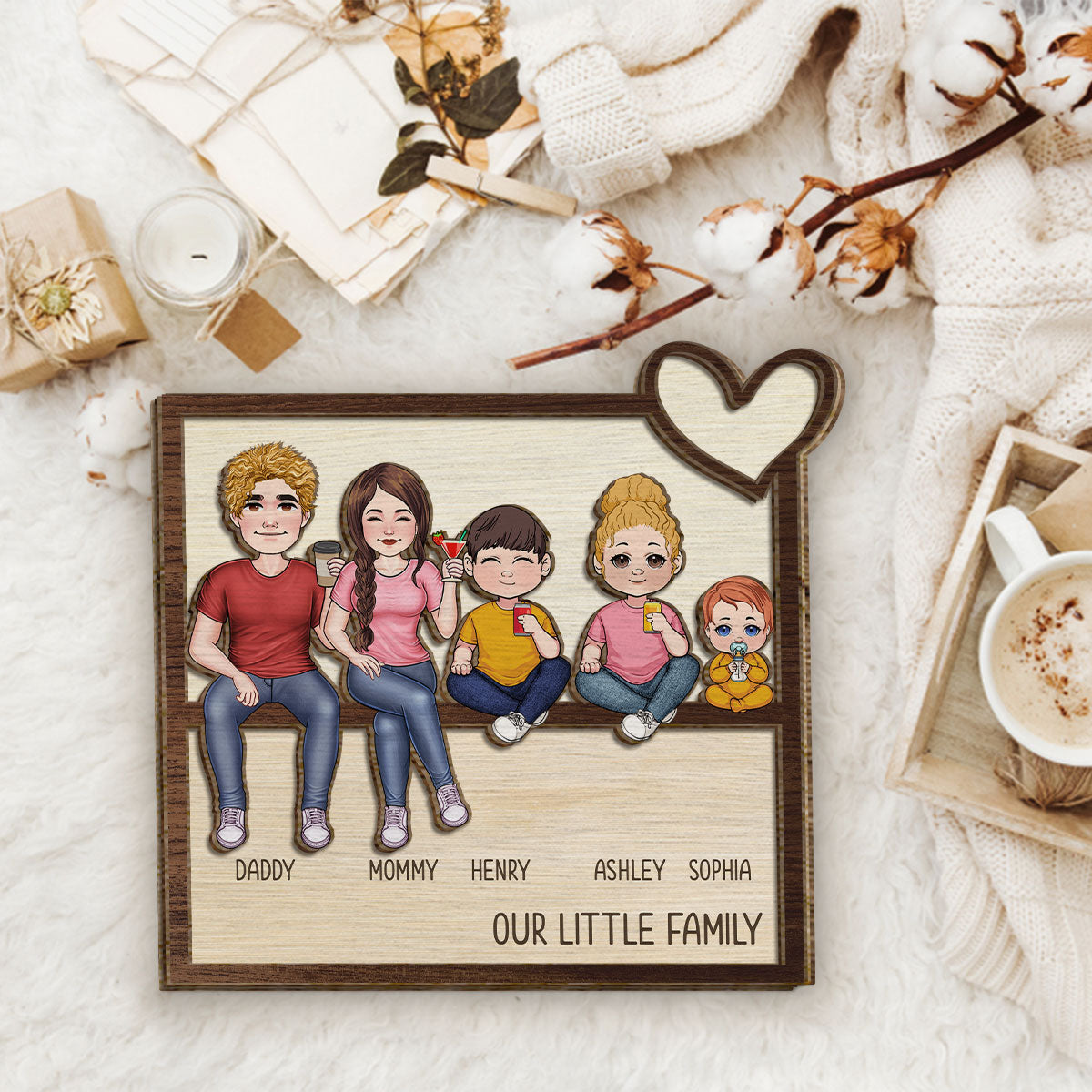 Our Little Family - Personalized Family 2 Layered Wood Sign / Wood Plaque