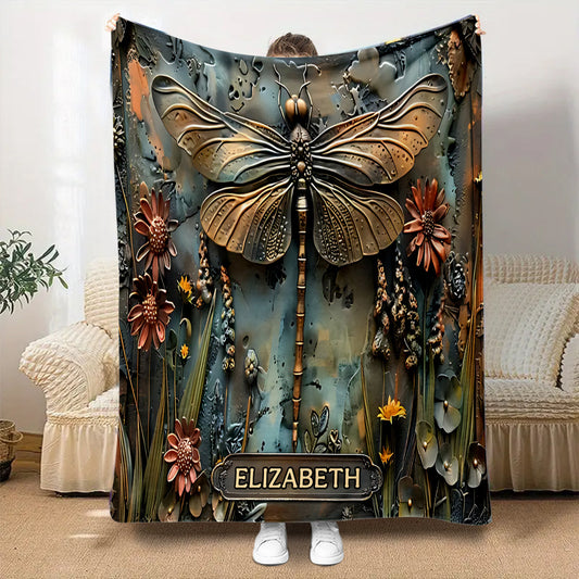 Stunning Dragonfly - Personalized Dragonfly Blanket