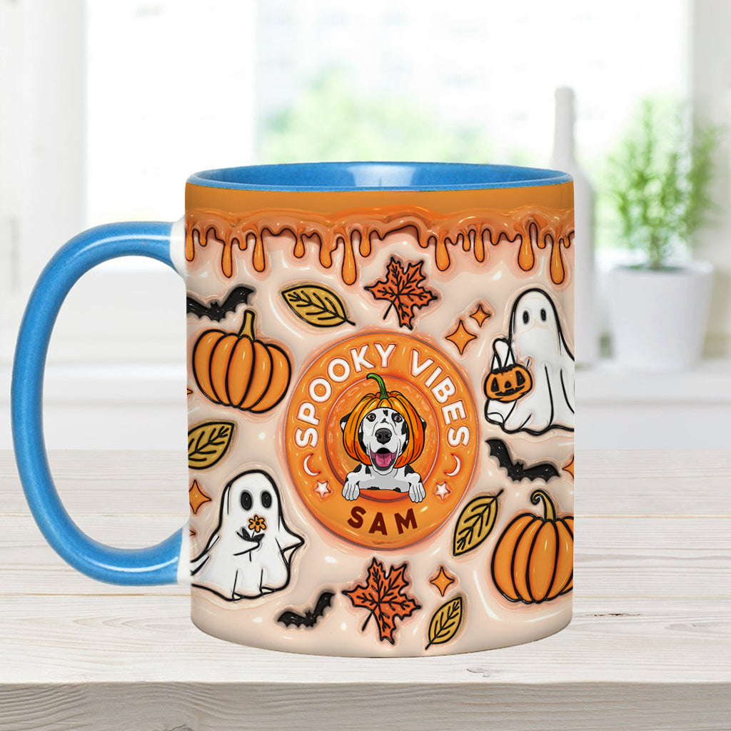 Spooky Vibes Ghost Fall - Personalized Dog Accent Mug