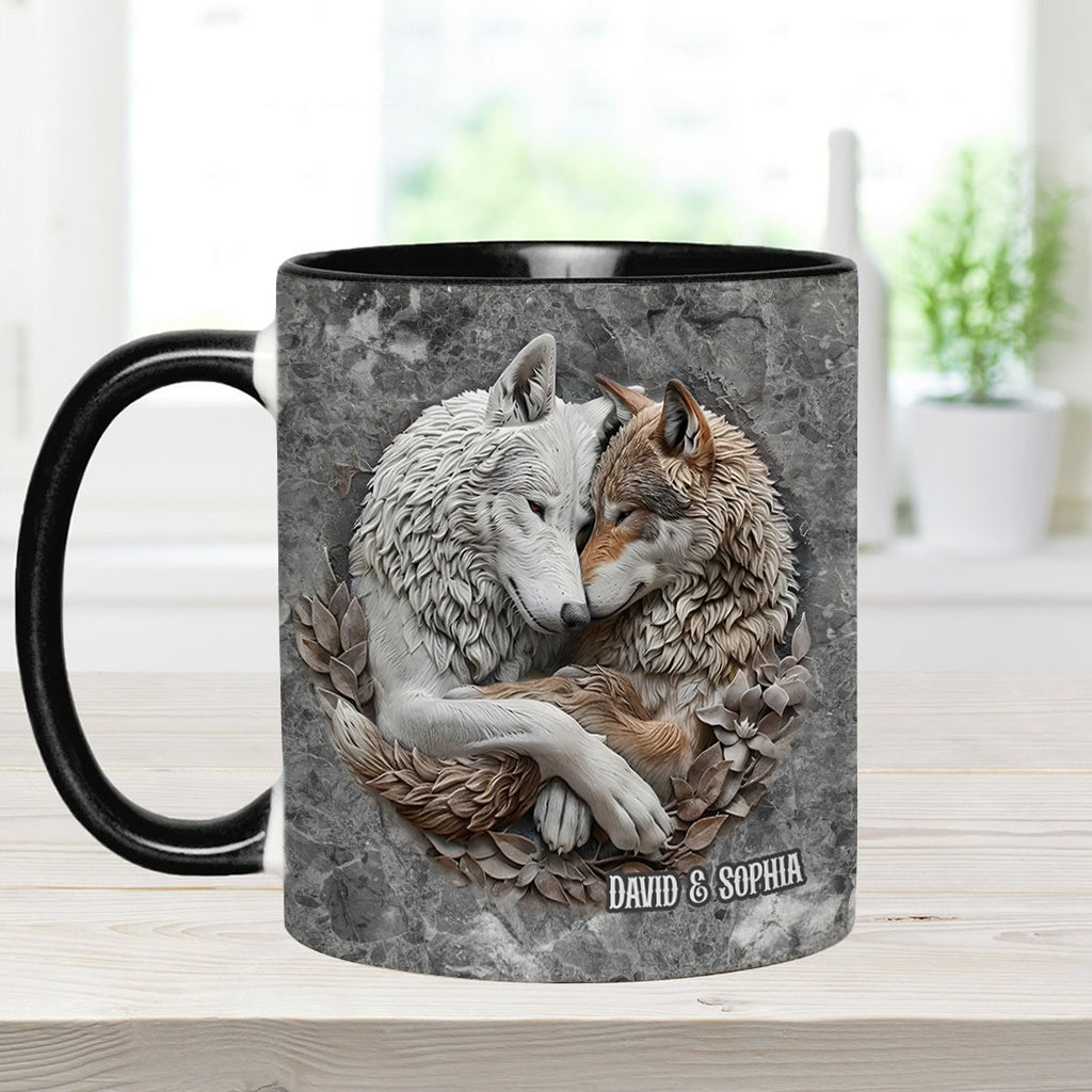 Wolf Couple - Personalized Wolf Accent Mug