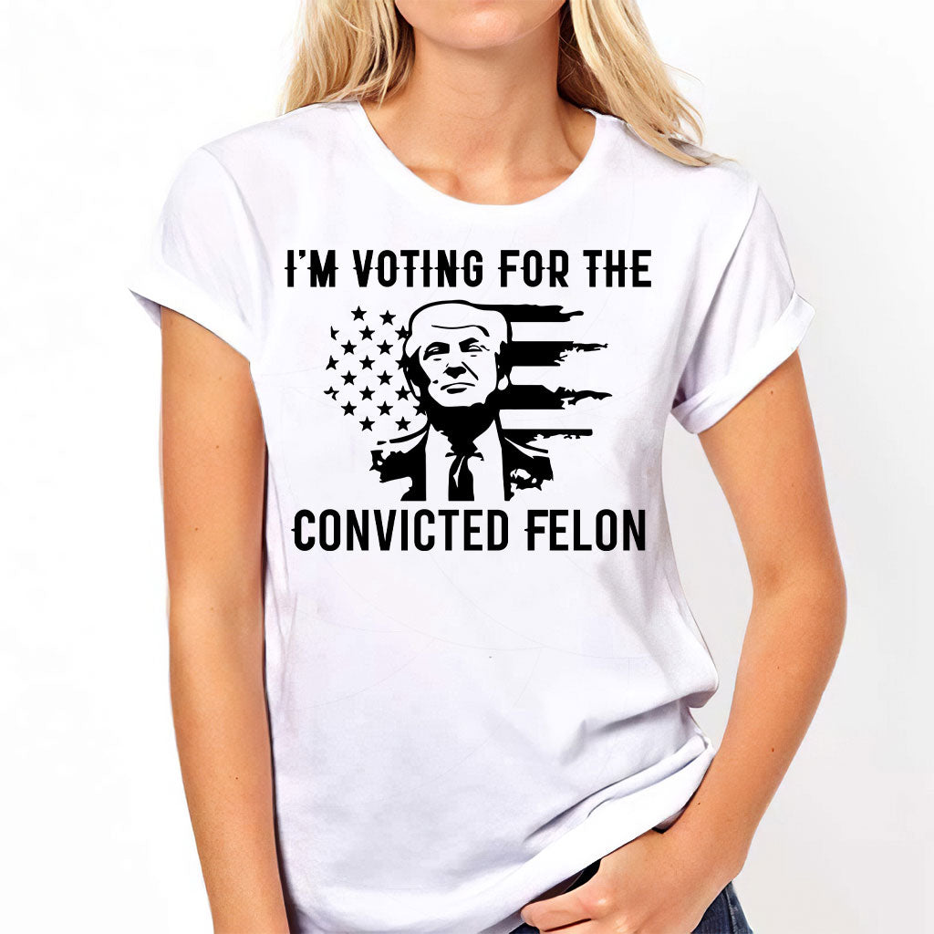 Trump 2024 T-shirt, Convicted FeI0n Shirt, I'm Voting Convicted FeI0n Shirt, Retro American Flag Trump Shirt