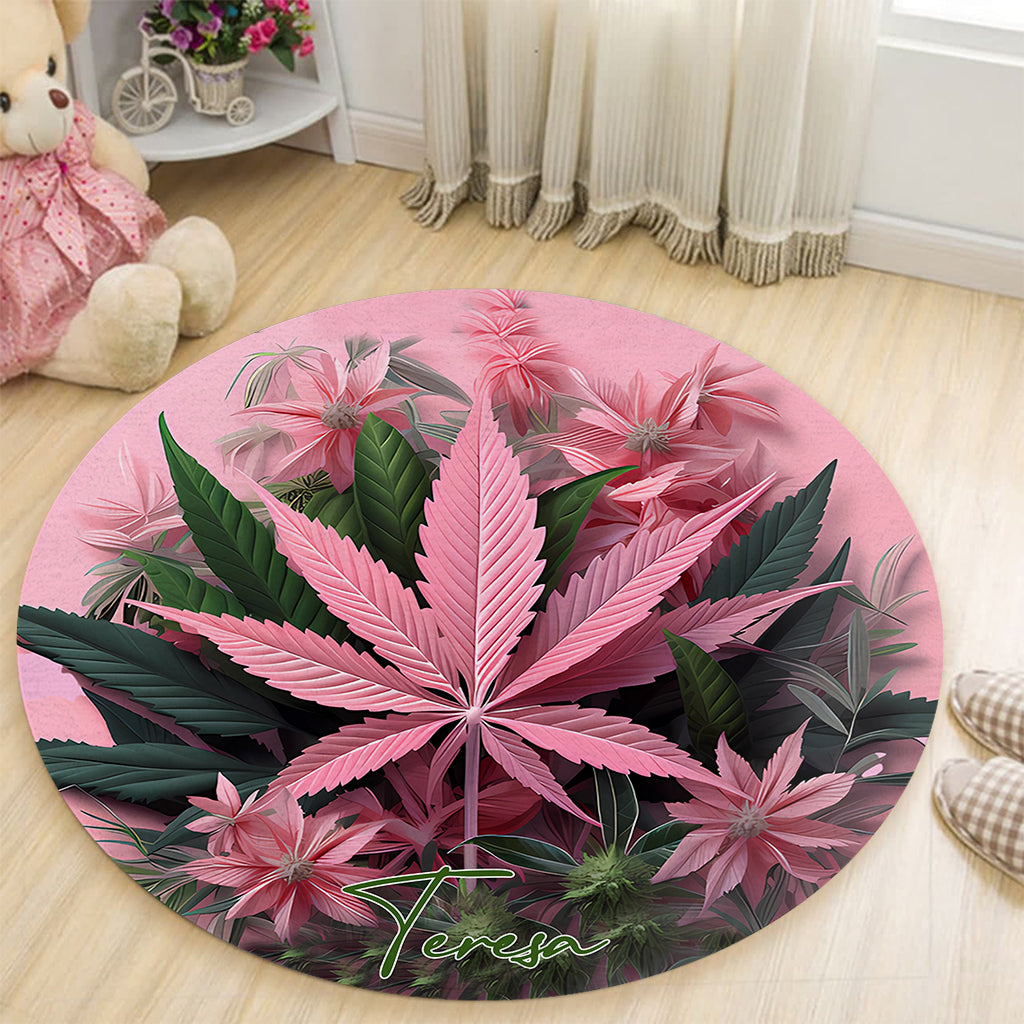 Pink In My Area - Personalized Weed Round Rug