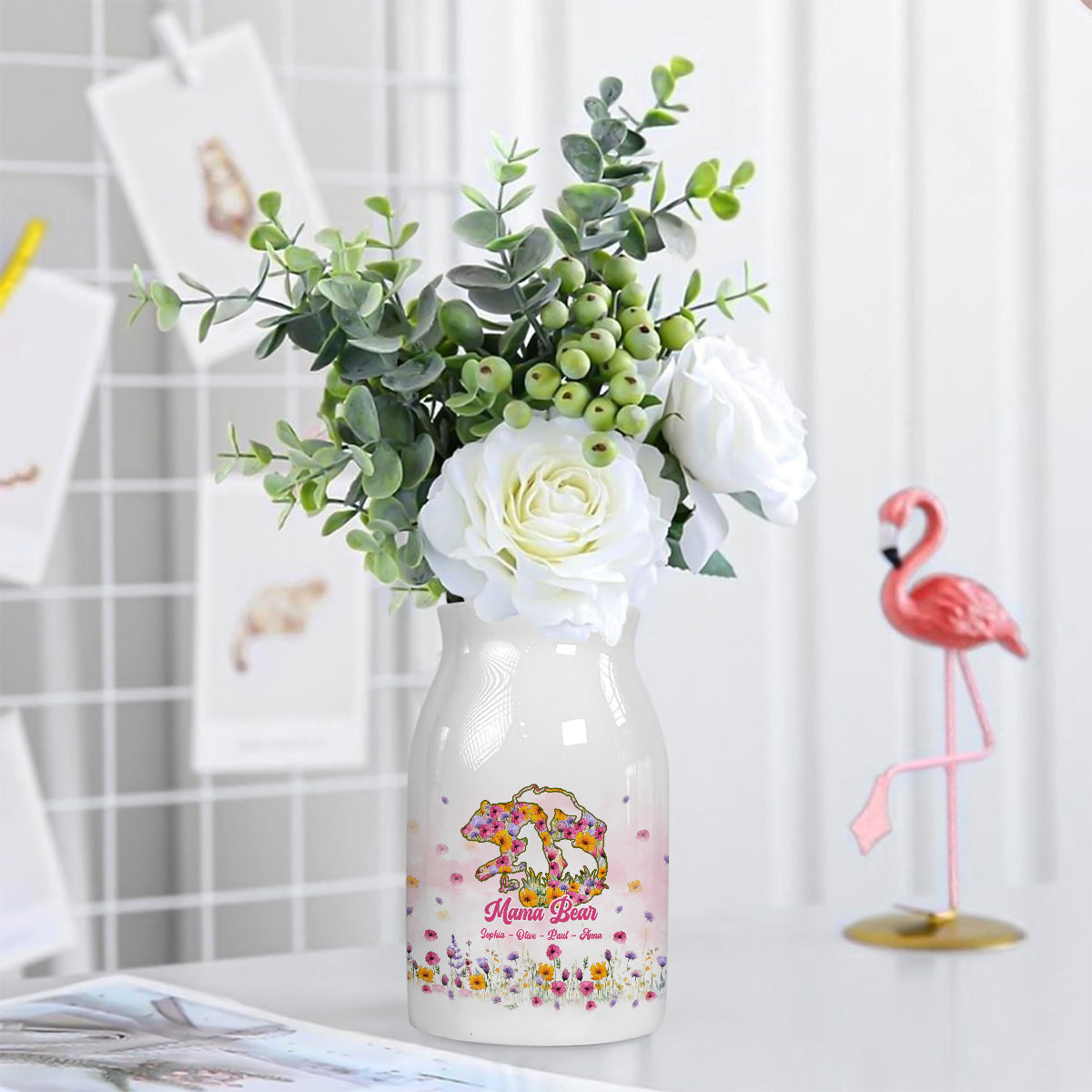Mama Bear - Personalized Mother Ceramic Flower Vase