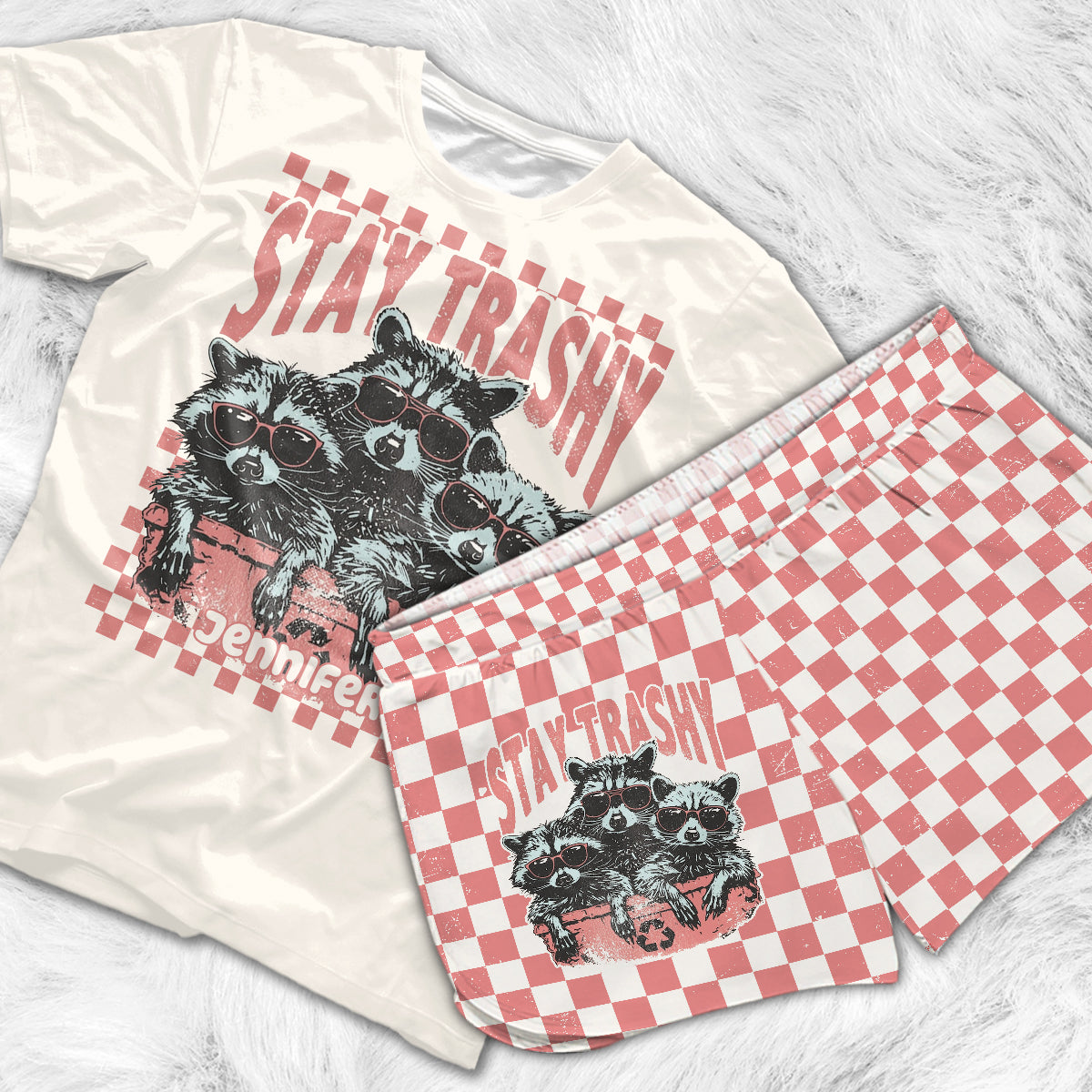 Stay Trashy - Personalized Raccoon All Over Shirt & Women Shorts