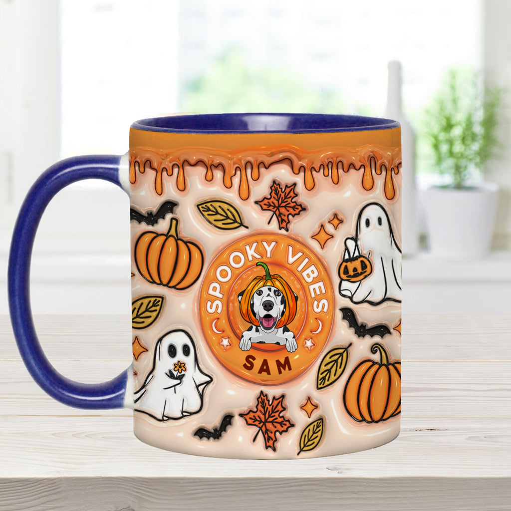 Spooky Vibes Ghost Fall - Personalized Dog Accent Mug
