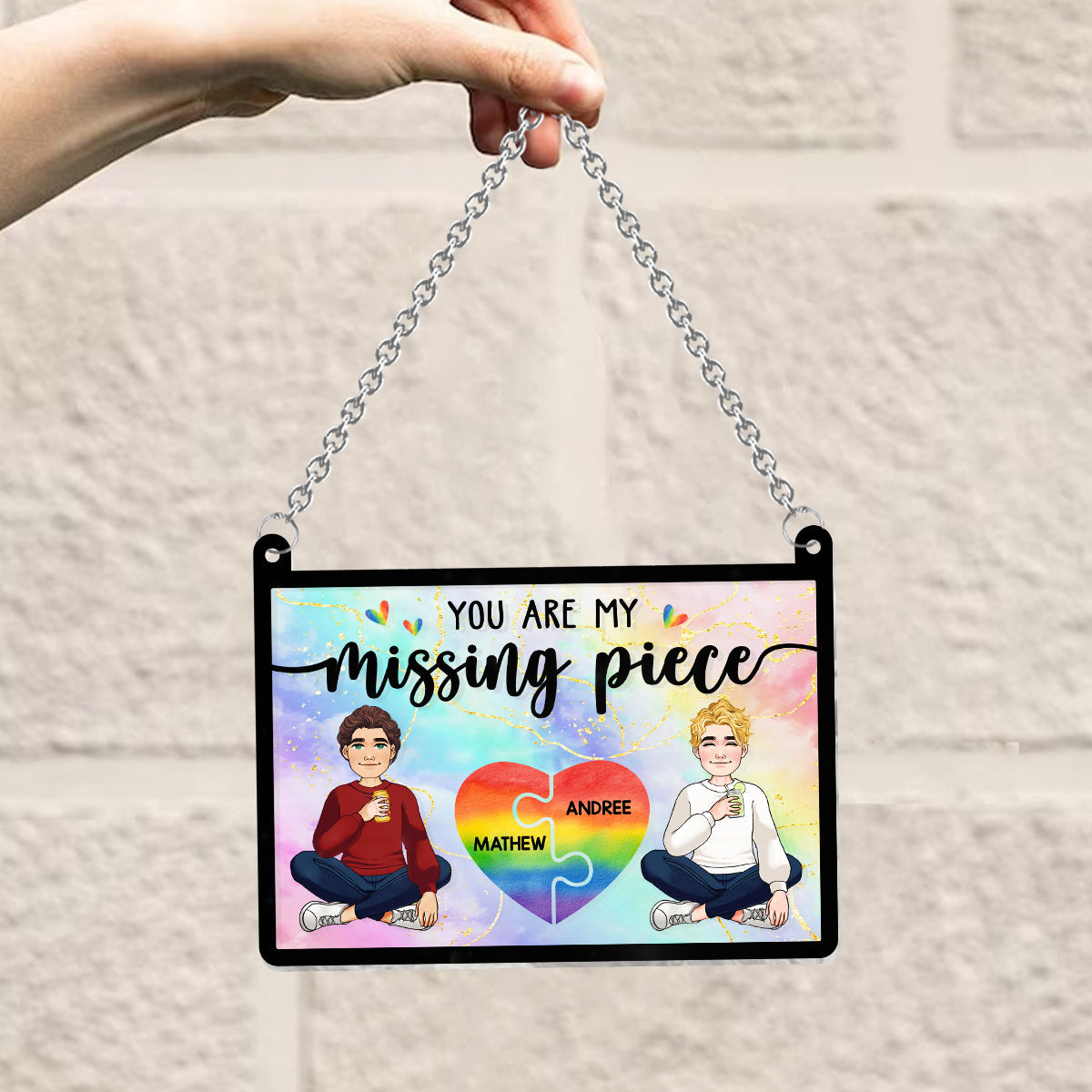 My Missing Piece - Personalized LGBT Support Window Hanging Suncatcher Ornament
