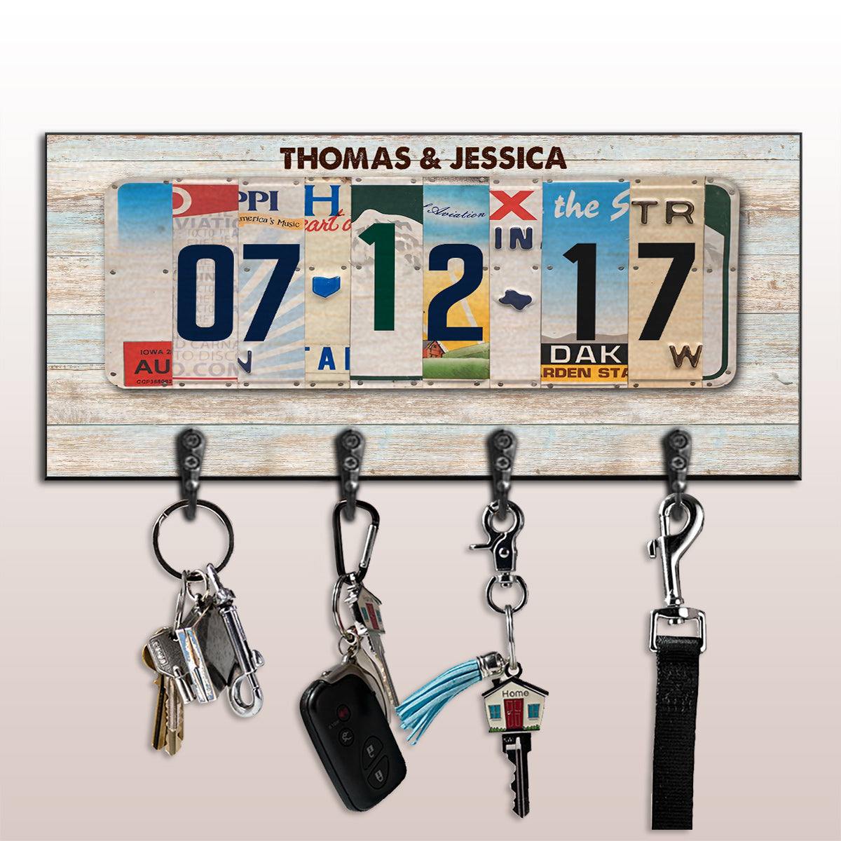 Together Since License Plate - Personalized Couple Key Rack