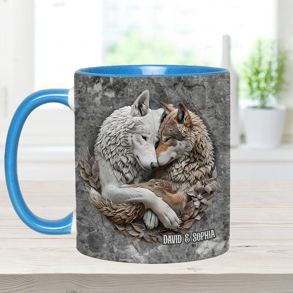 Wolf Couple - Personalized Wolf Accent Mug