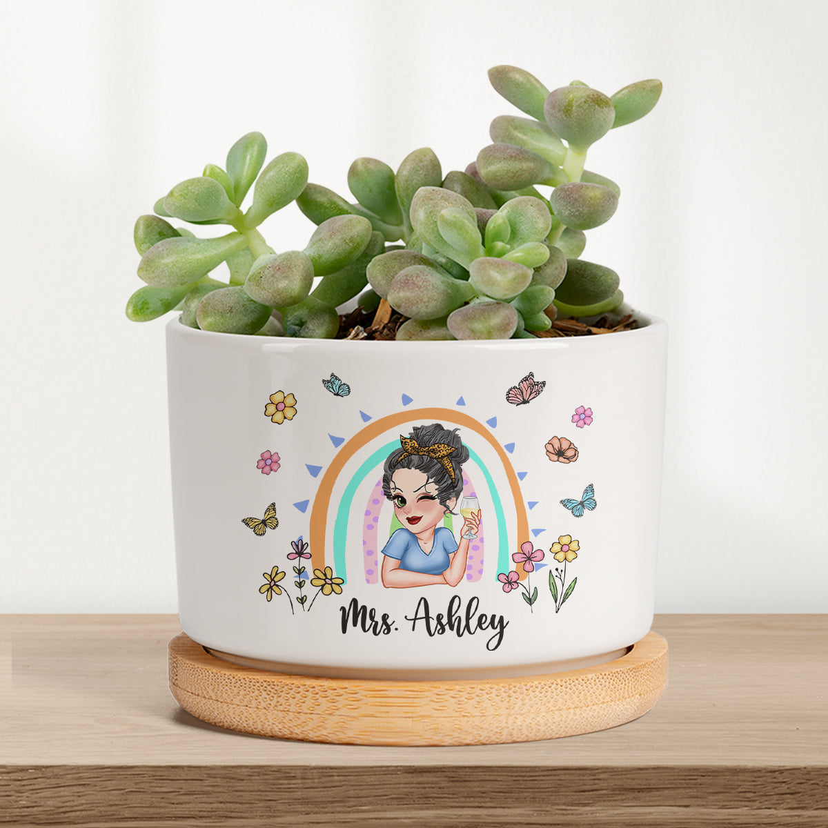 Thank You For Helping Me Grow - Personalized Teacher Ceramic Plant Pot