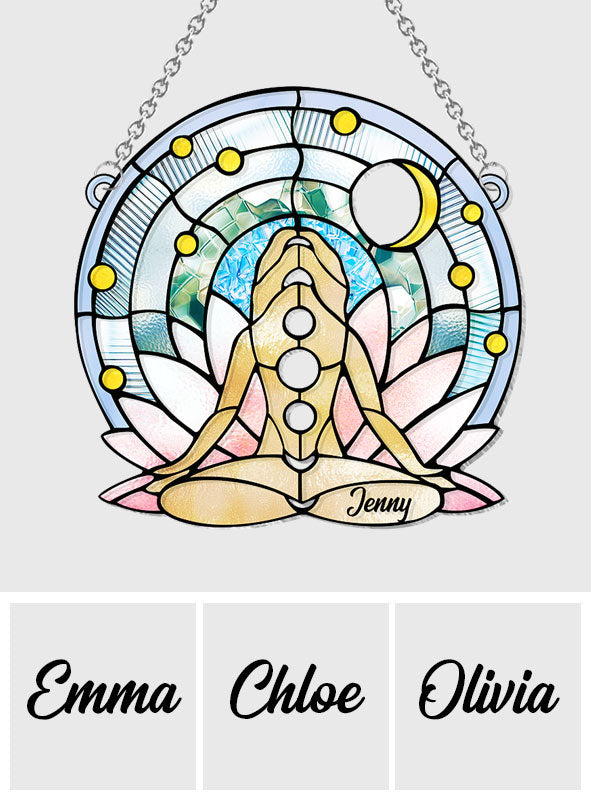 Namaste - Personalized Yoga Window Hanging Suncatcher Ornament