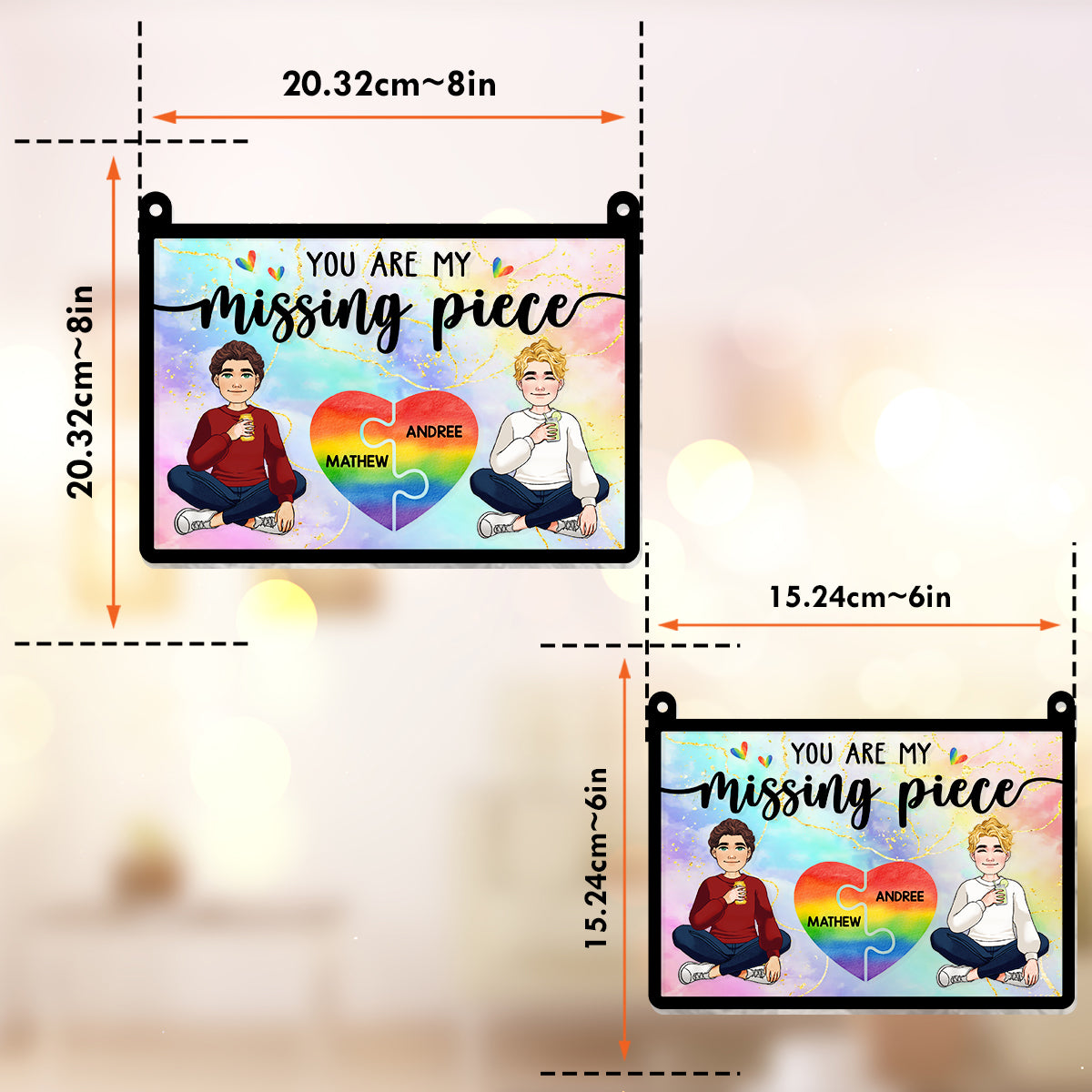 My Missing Piece - Personalized LGBT Support Window Hanging Suncatcher Ornament