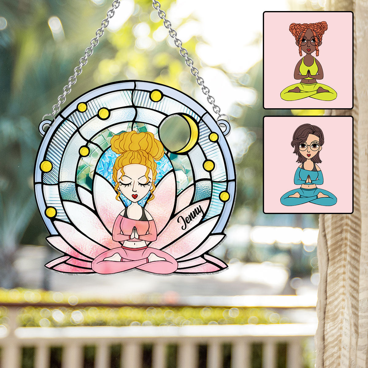 Namaste - Personalized Yoga Window Hanging Suncatcher Ornament