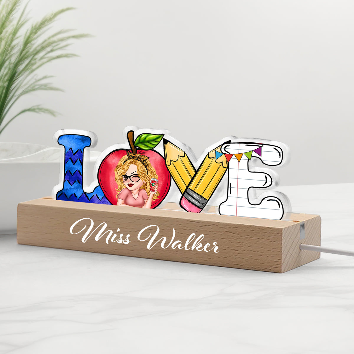 Love Teaching Life - Personalized Teacher Shaped Led Night Light