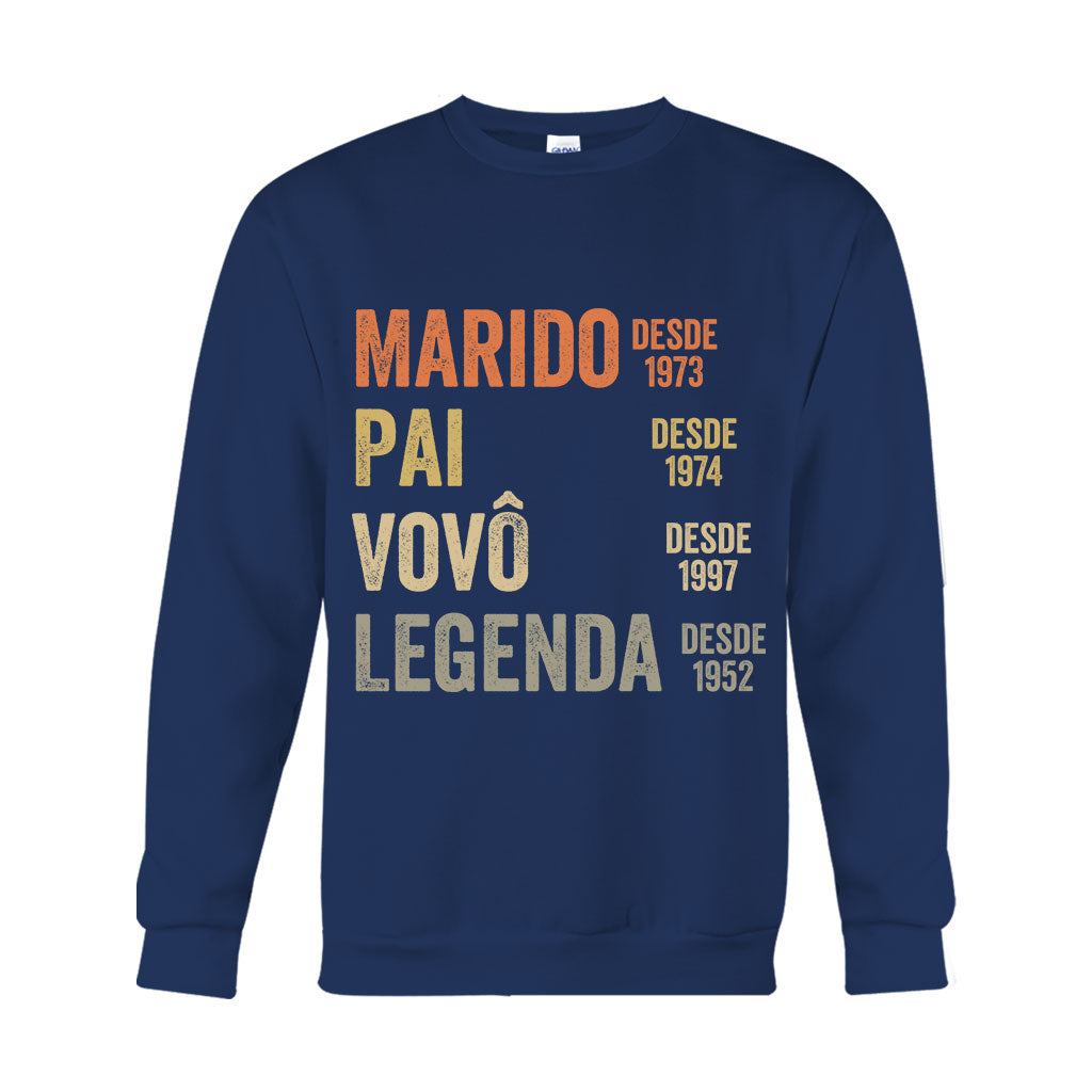 Marido Pai Vovô Legenda Desde - Personalized Grandpa T-shirt And Hoodie