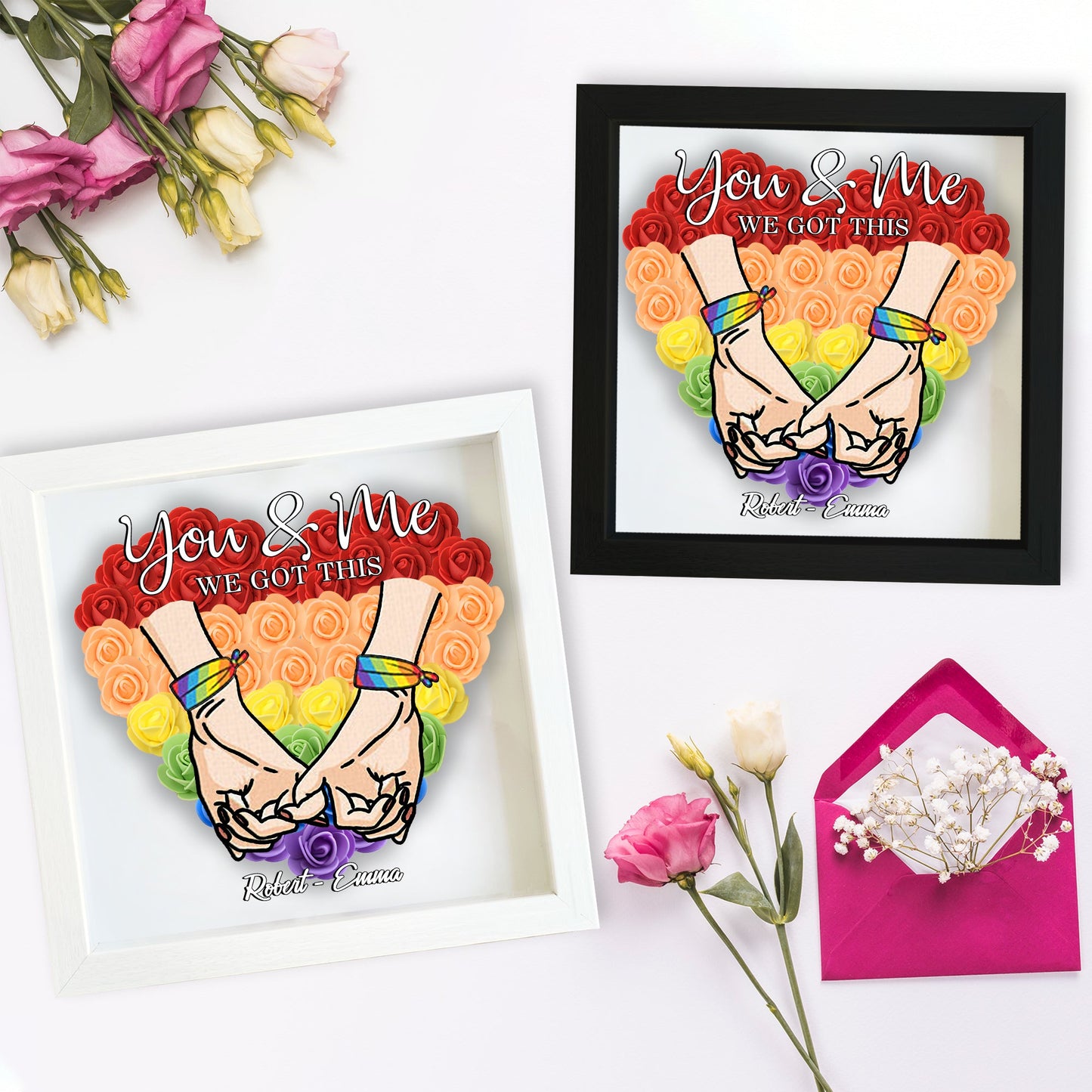 We Got This - Personalized LGBT Support Custom Shaped Flower Shadow Box