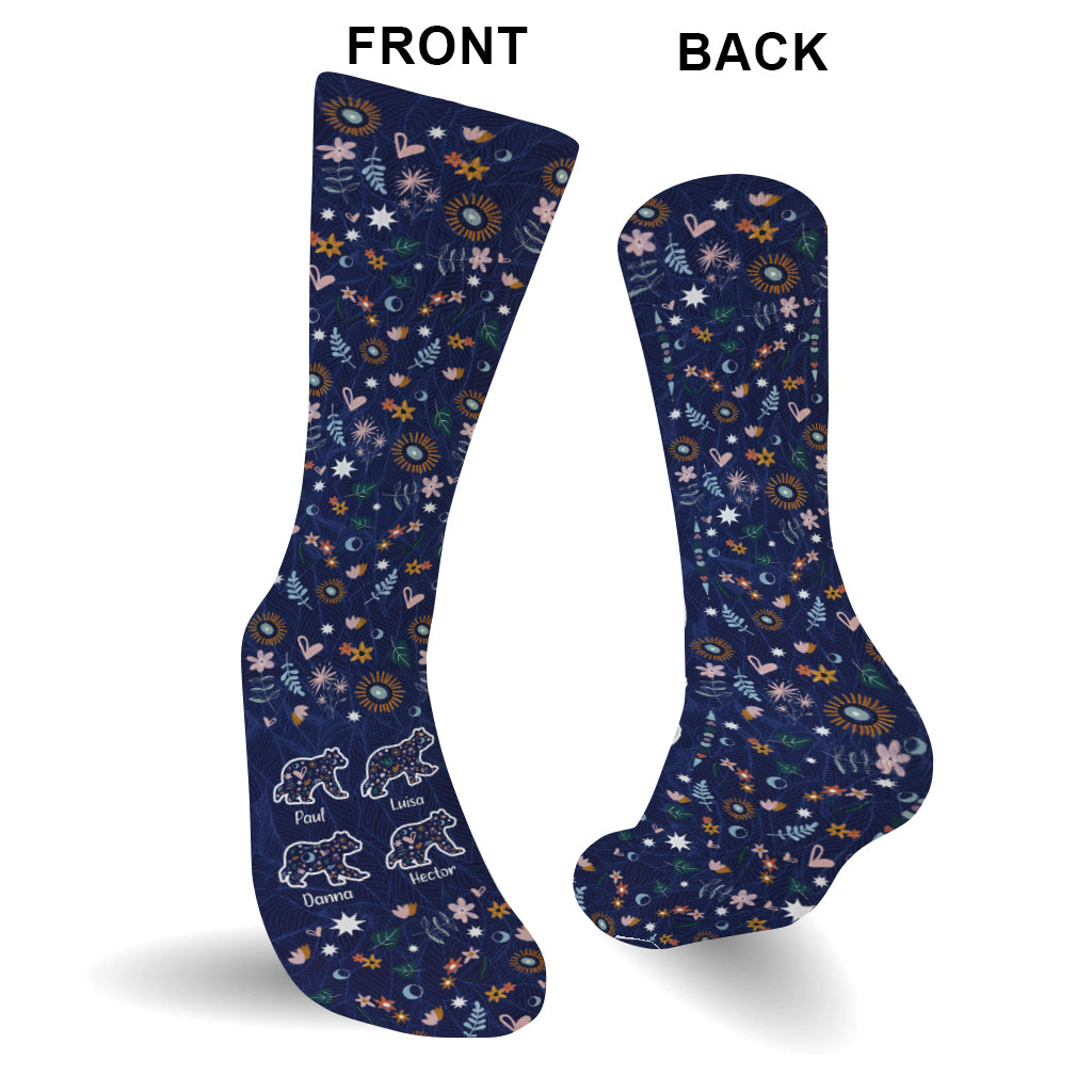Mama Bear Floral - Personalized Mother Socks