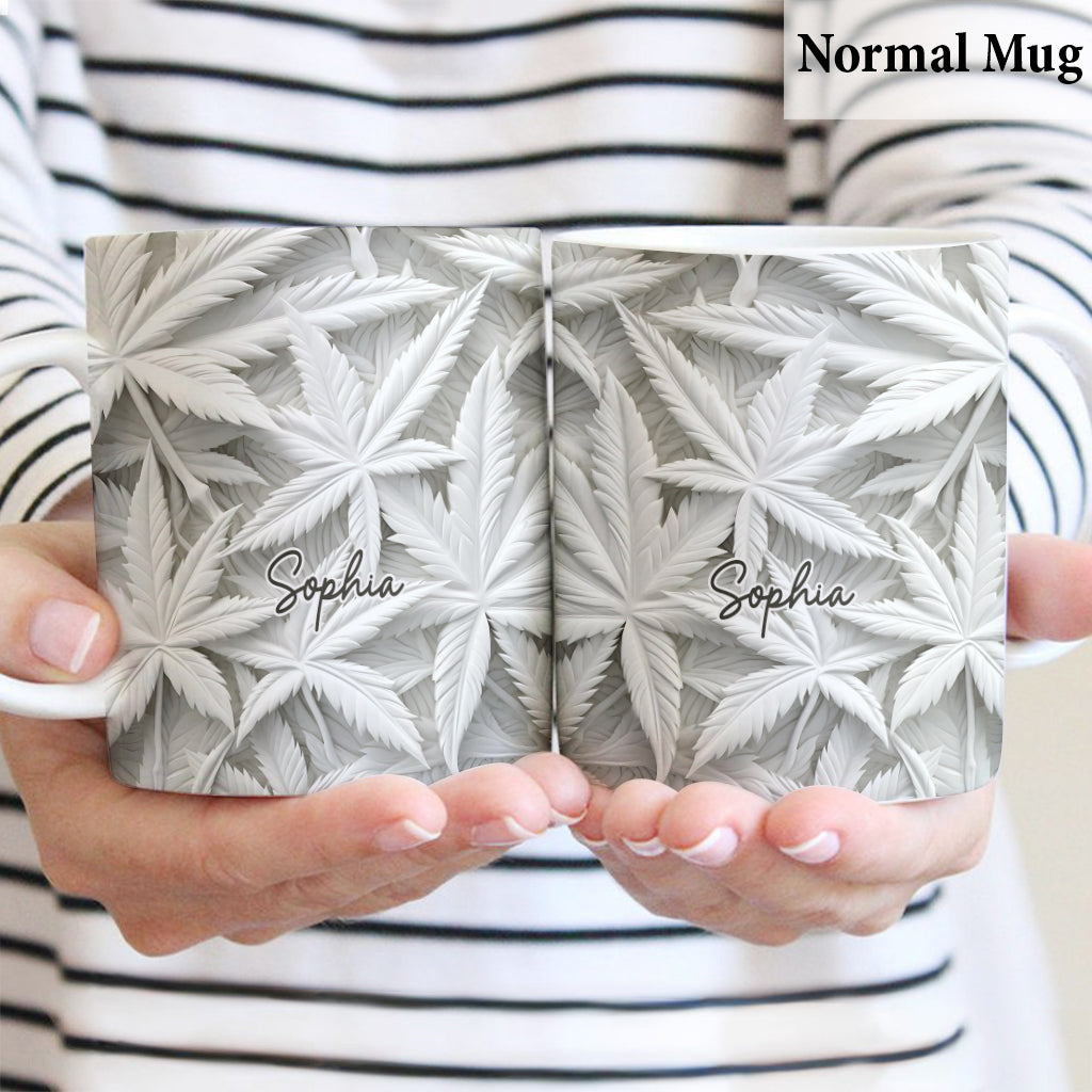 White Leaves - Personalized Weed Mug