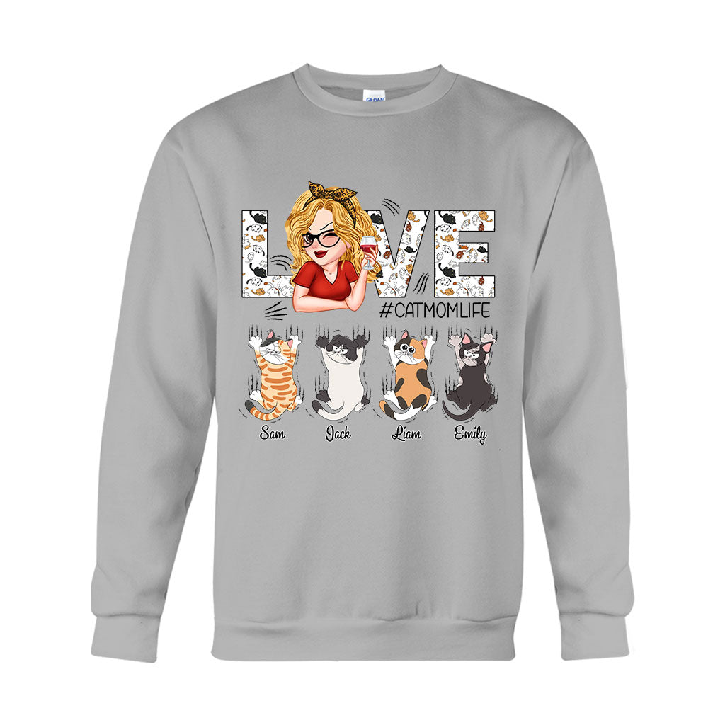 Love Cat Mom Life - Personalized Cat T-shirt And Hoodie