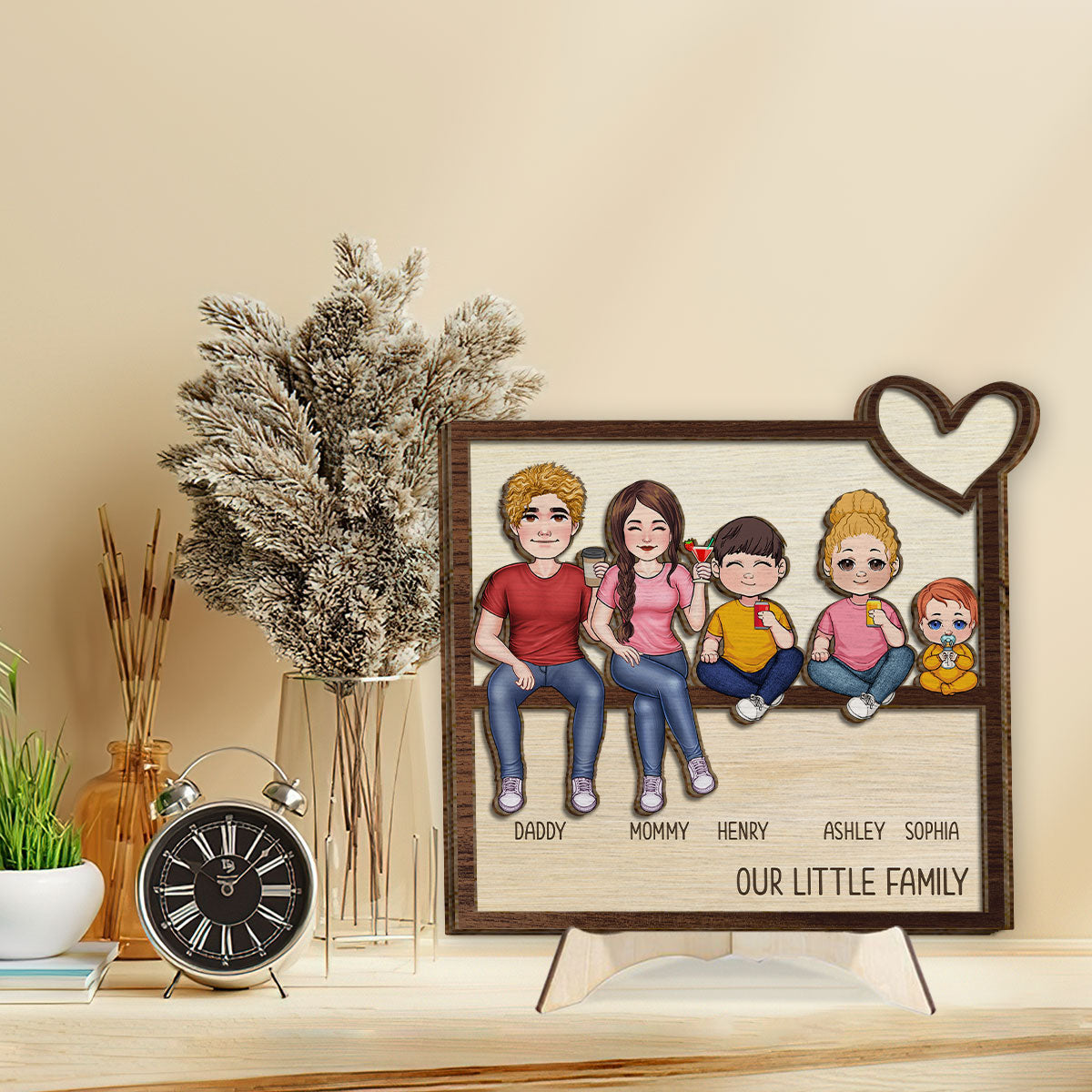 Our Little Family - Personalized Family 2 Layered Wood Sign / Wood Plaque