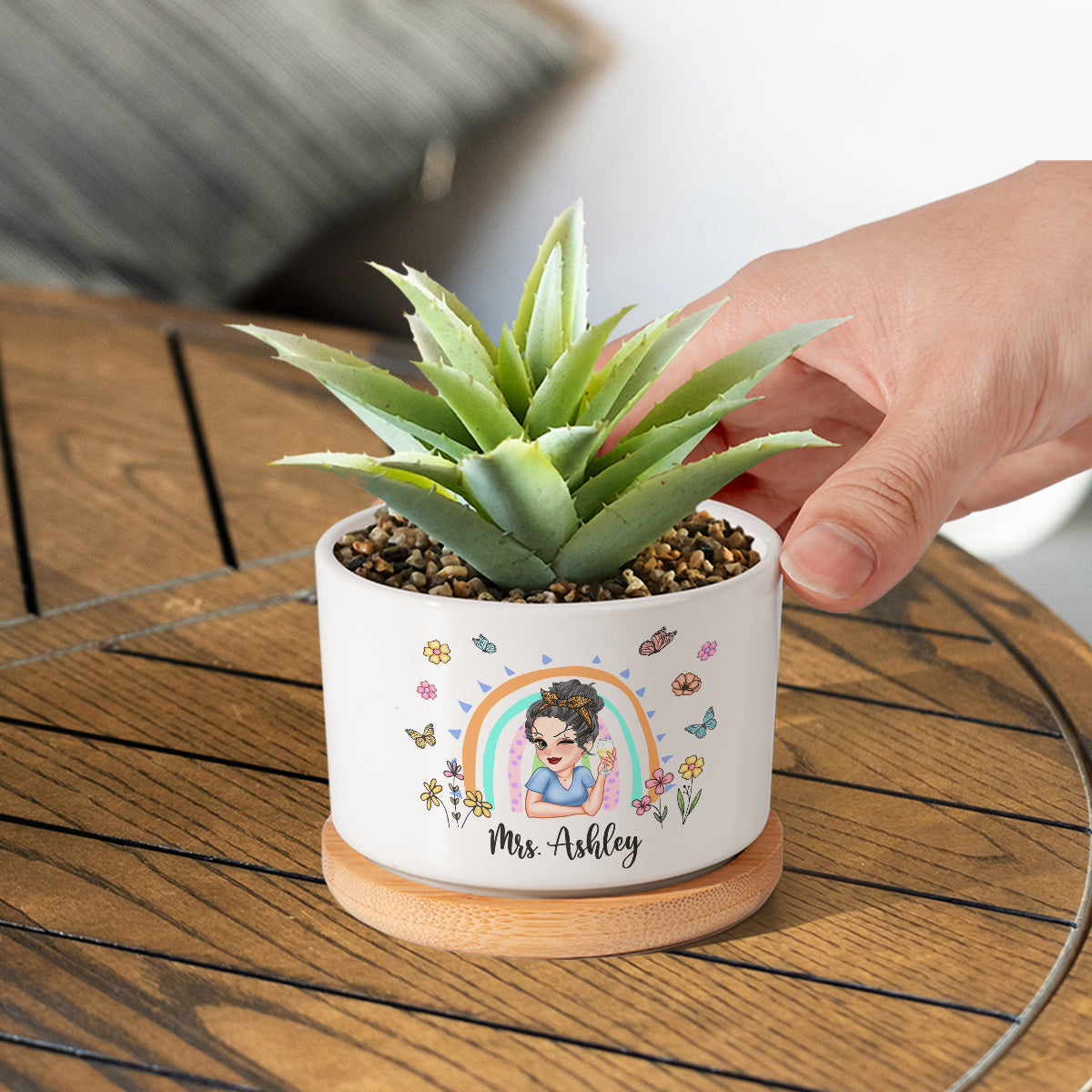 Thank You For Helping Me Grow - Personalized Teacher Ceramic Plant Pot