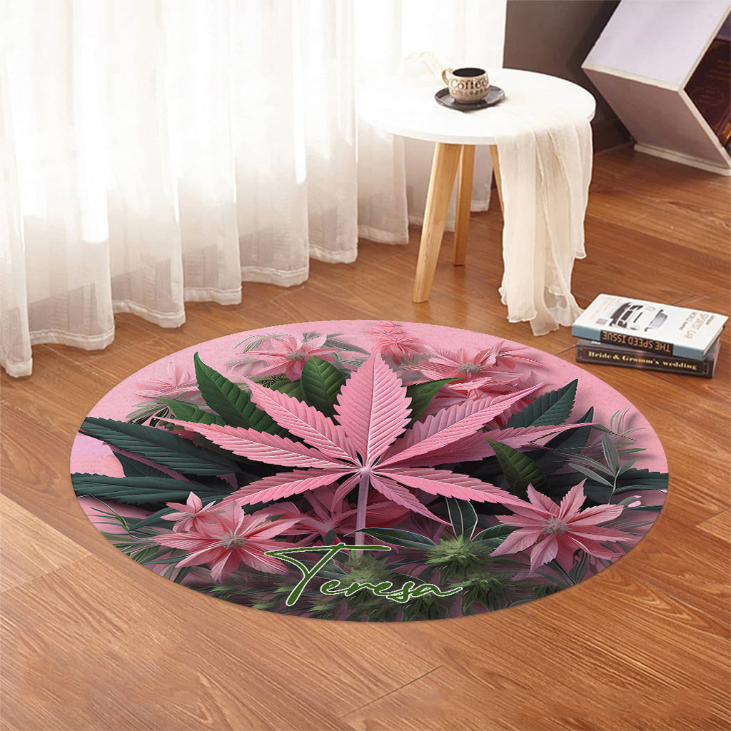 Pink In My Area - Personalized Weed Round Rug