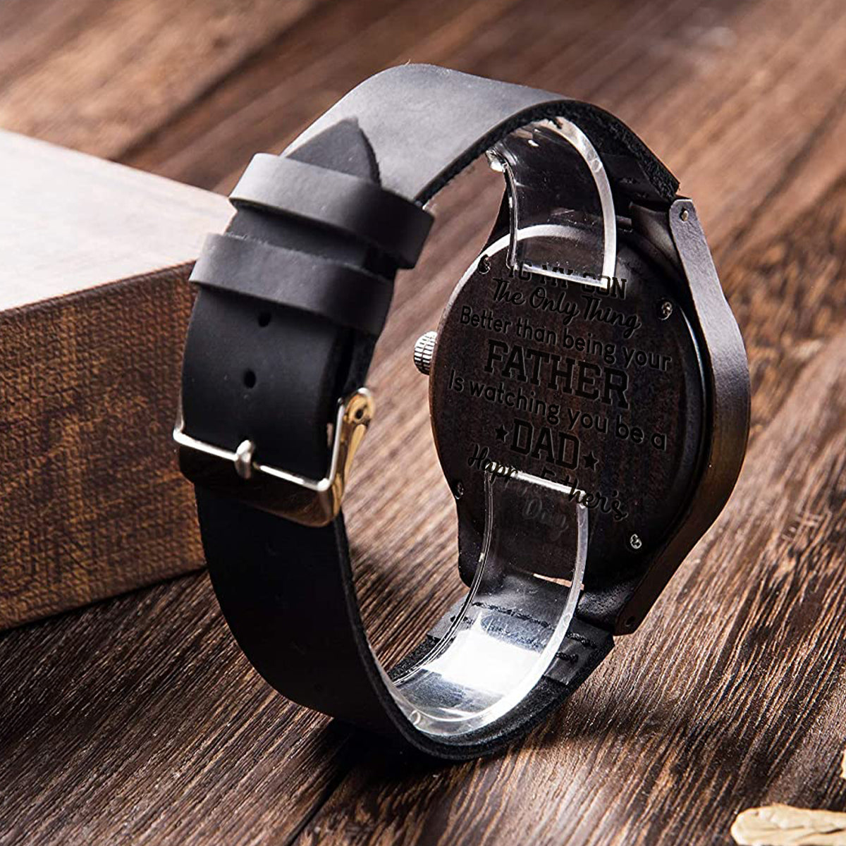 To My Son Happy Father‘s Day - Personalized Father Engraved Wooden Watch