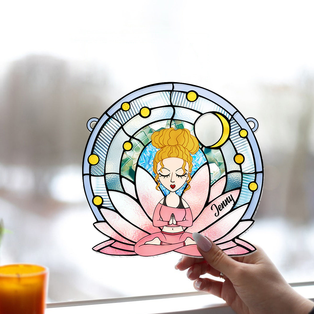Namaste - Personalized Yoga Window Hanging Suncatcher Ornament