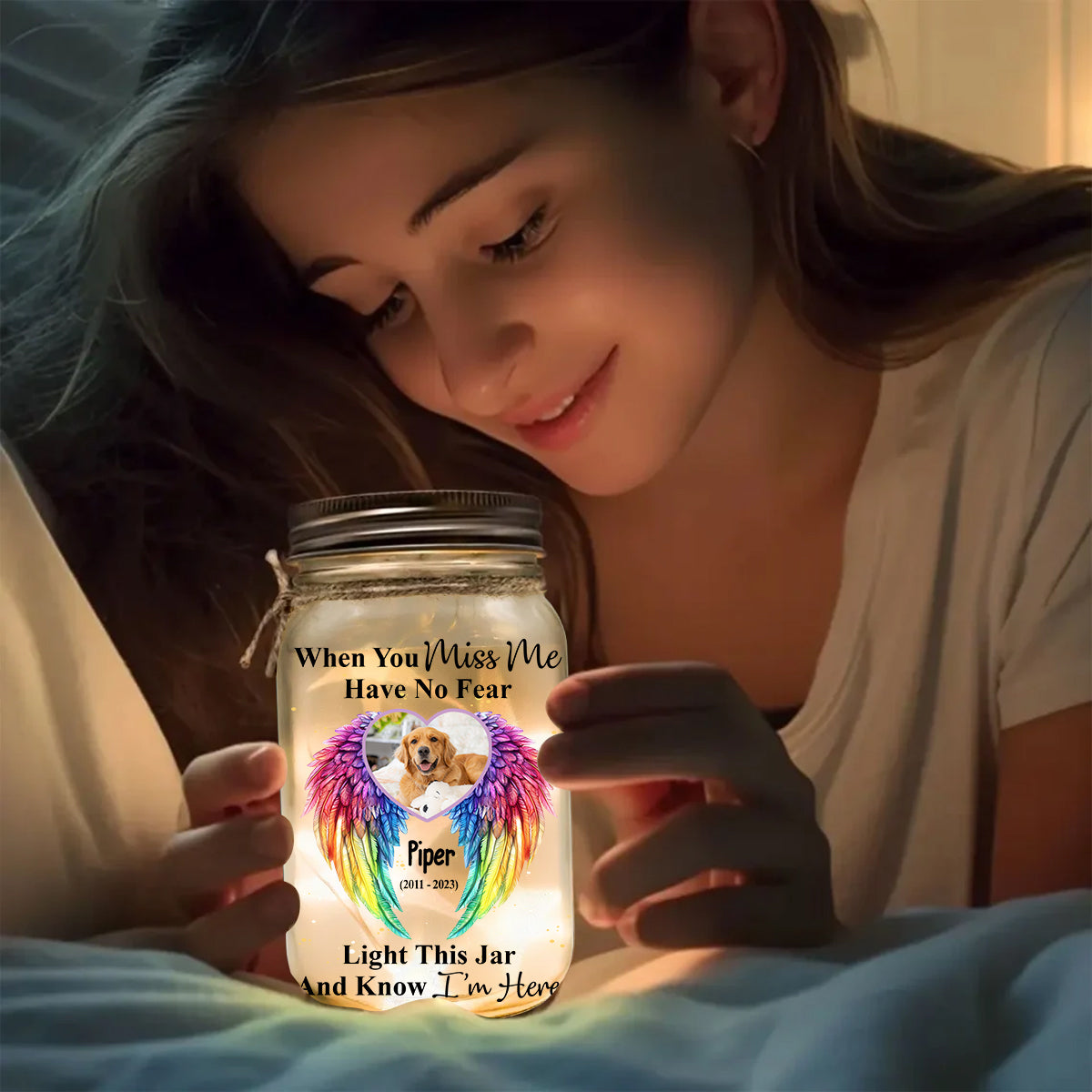 When You Miss Me Have No Fear - Personalized Dog Mason Jar Light