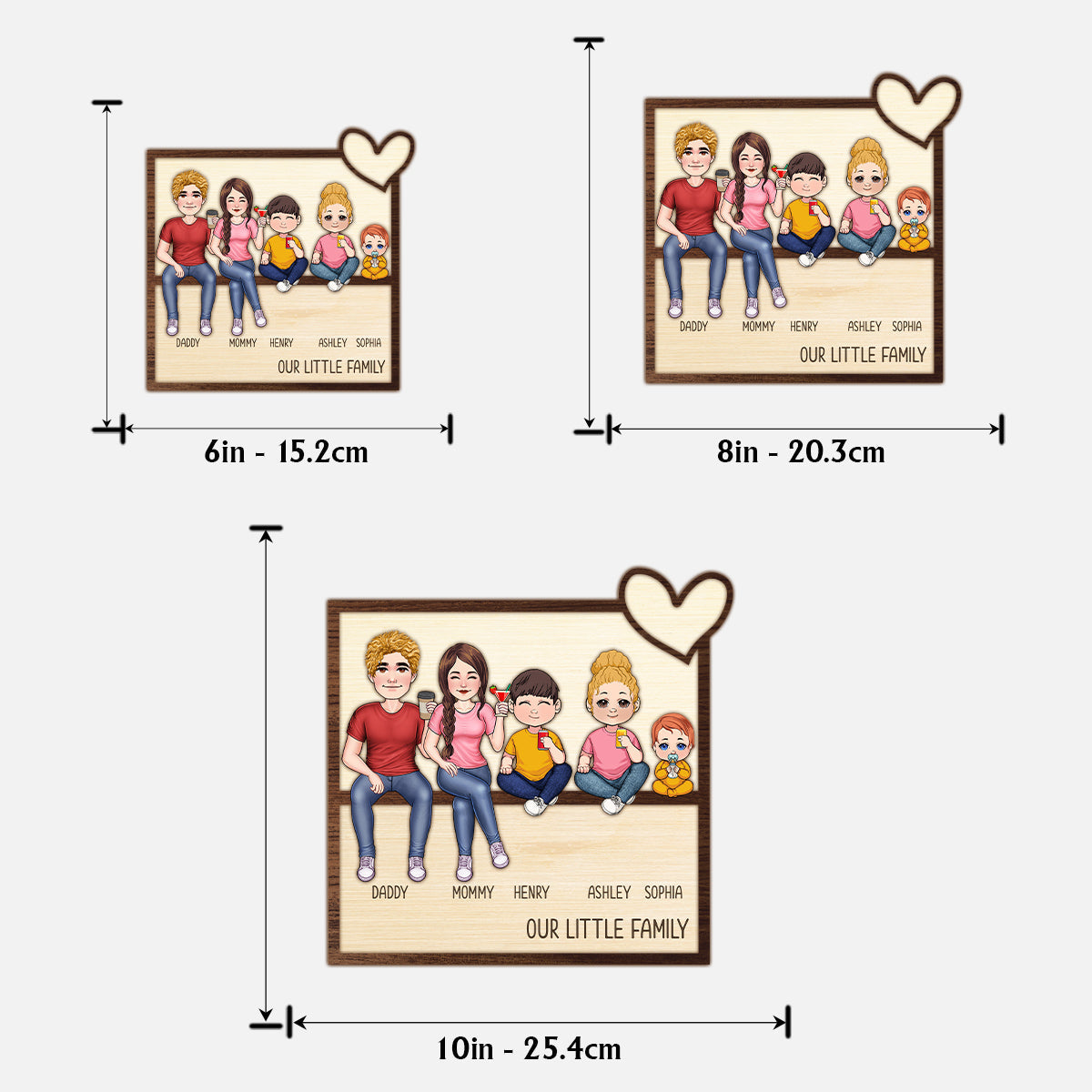 Our Little Family - Personalized Family 2 Layered Wood Sign / Wood Plaque
