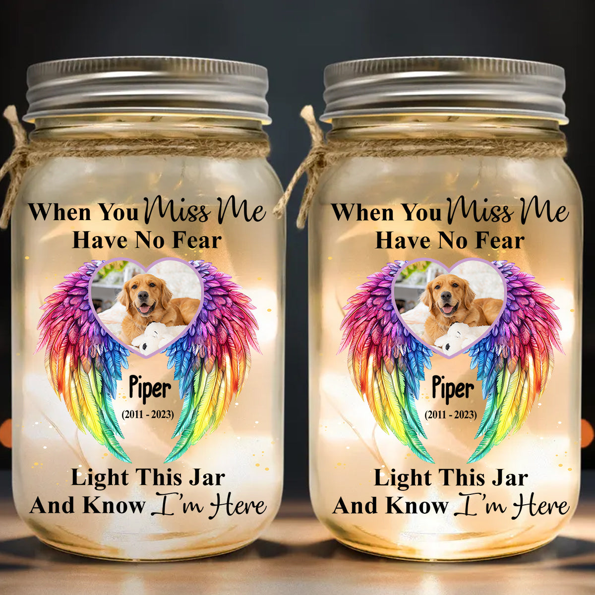 When You Miss Me Have No Fear - Personalized Dog Mason Jar Light