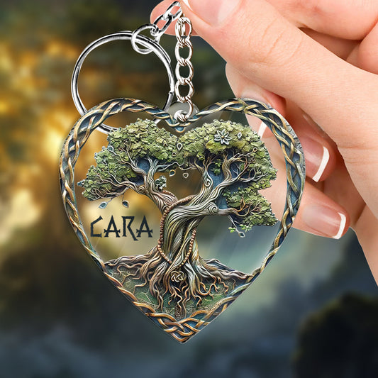 Tree Of Life Scandinavian Mythology Rustic Style - Personalized Irish Keychain