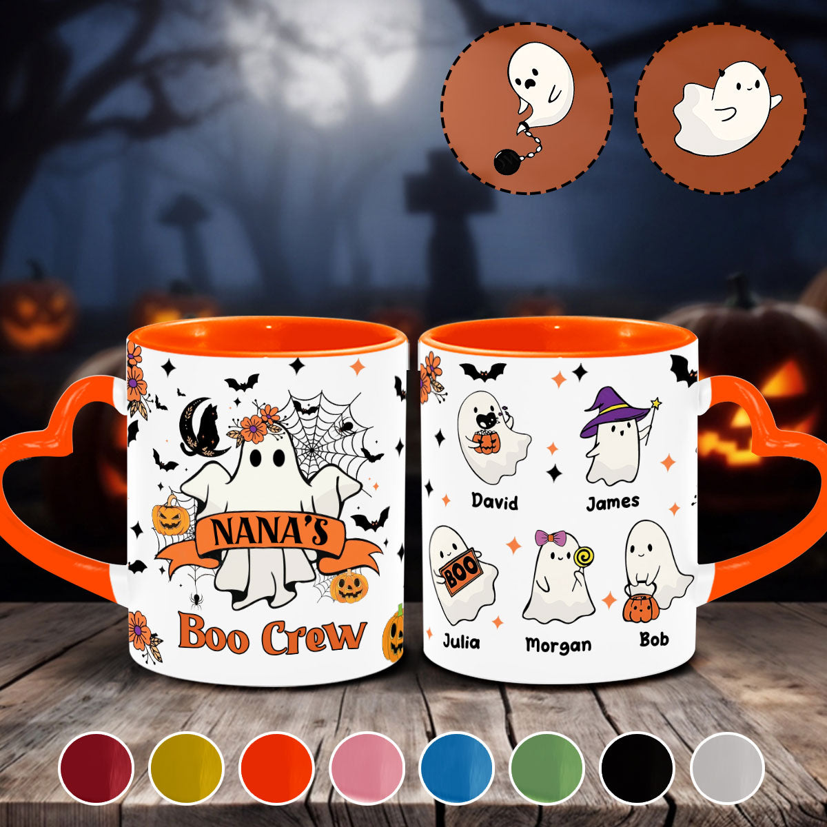 Nana's Boo Crew - Personalized Grandma Heart Handle Mug
