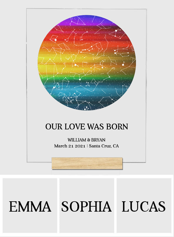 Our Love Was Born - Personalized LGBT Support Transparent Acrylic Plaque