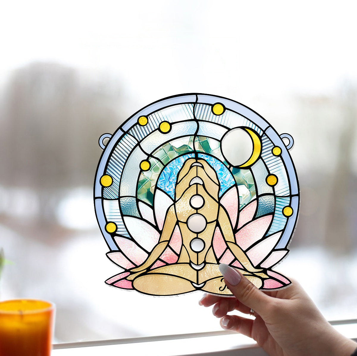 Namaste - Personalized Yoga Window Hanging Suncatcher Ornament