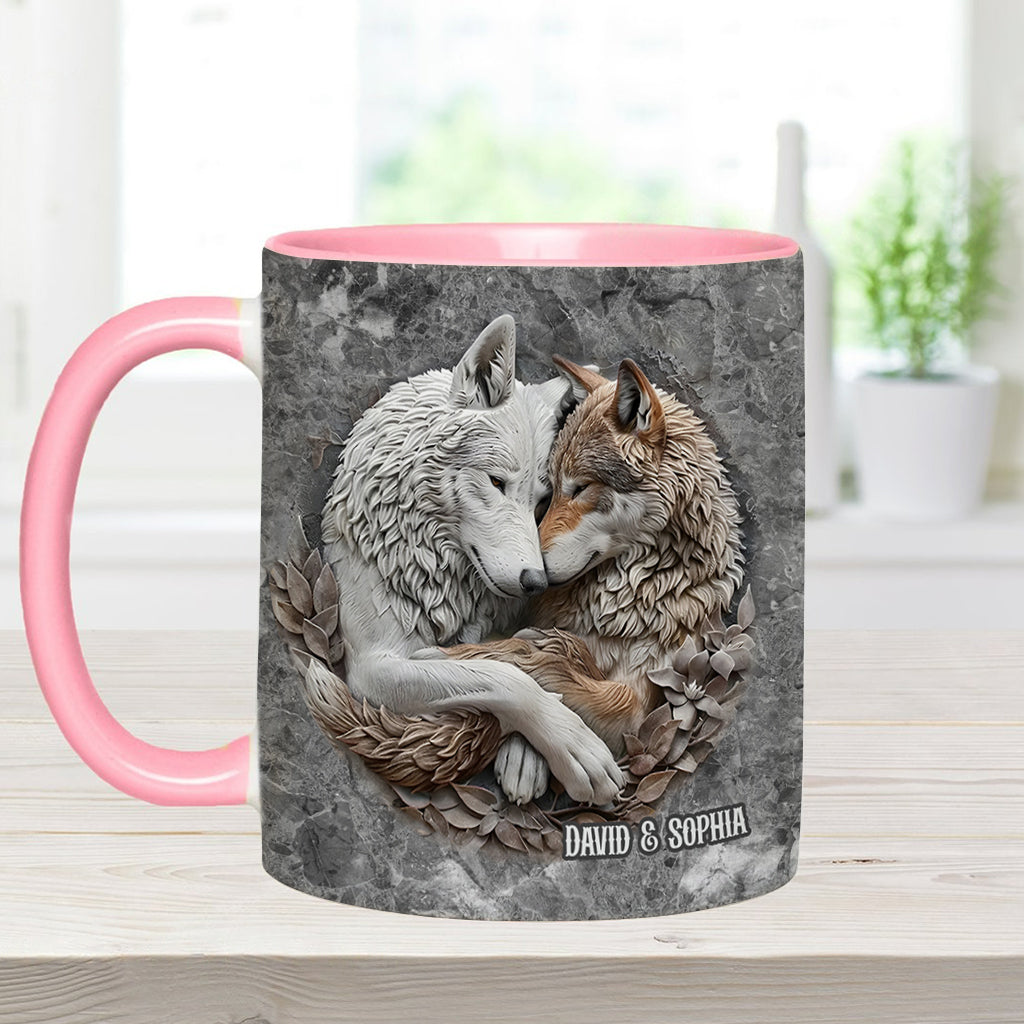 Wolf Couple - Personalized Wolf Accent Mug