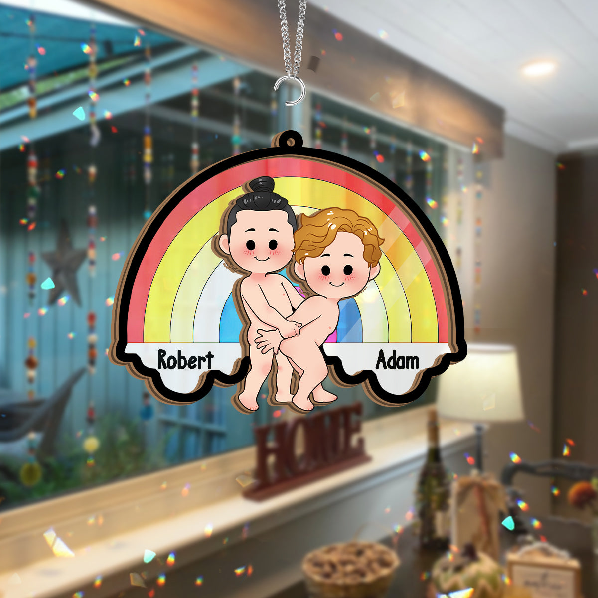 Love Is Love - Personalized LGBT Support 2 Layered Window Hanging Suncatcher