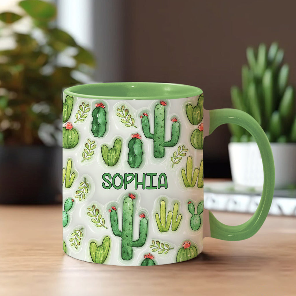 What The Fucculent Succulents Plants - Personalized Cactus Accent Mug