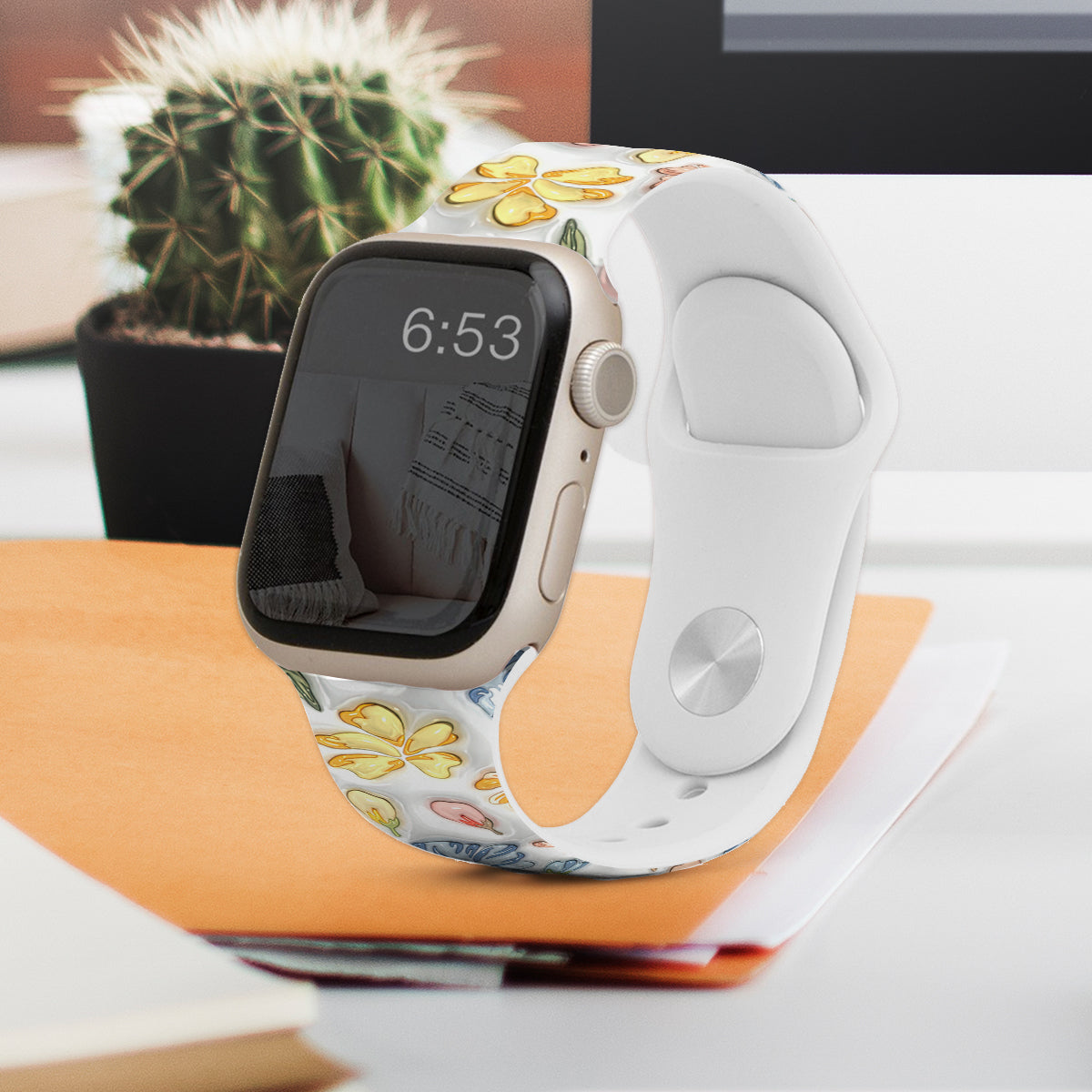 Puffy Floral Apple Watch Band - Personalized Apple Watch Band