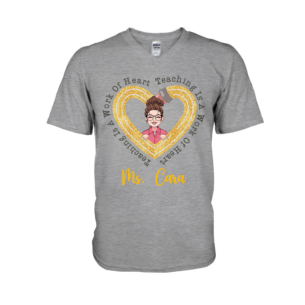 Teaching Is A Work Of Heart - Personalized Teacher T-shirt And Hoodie