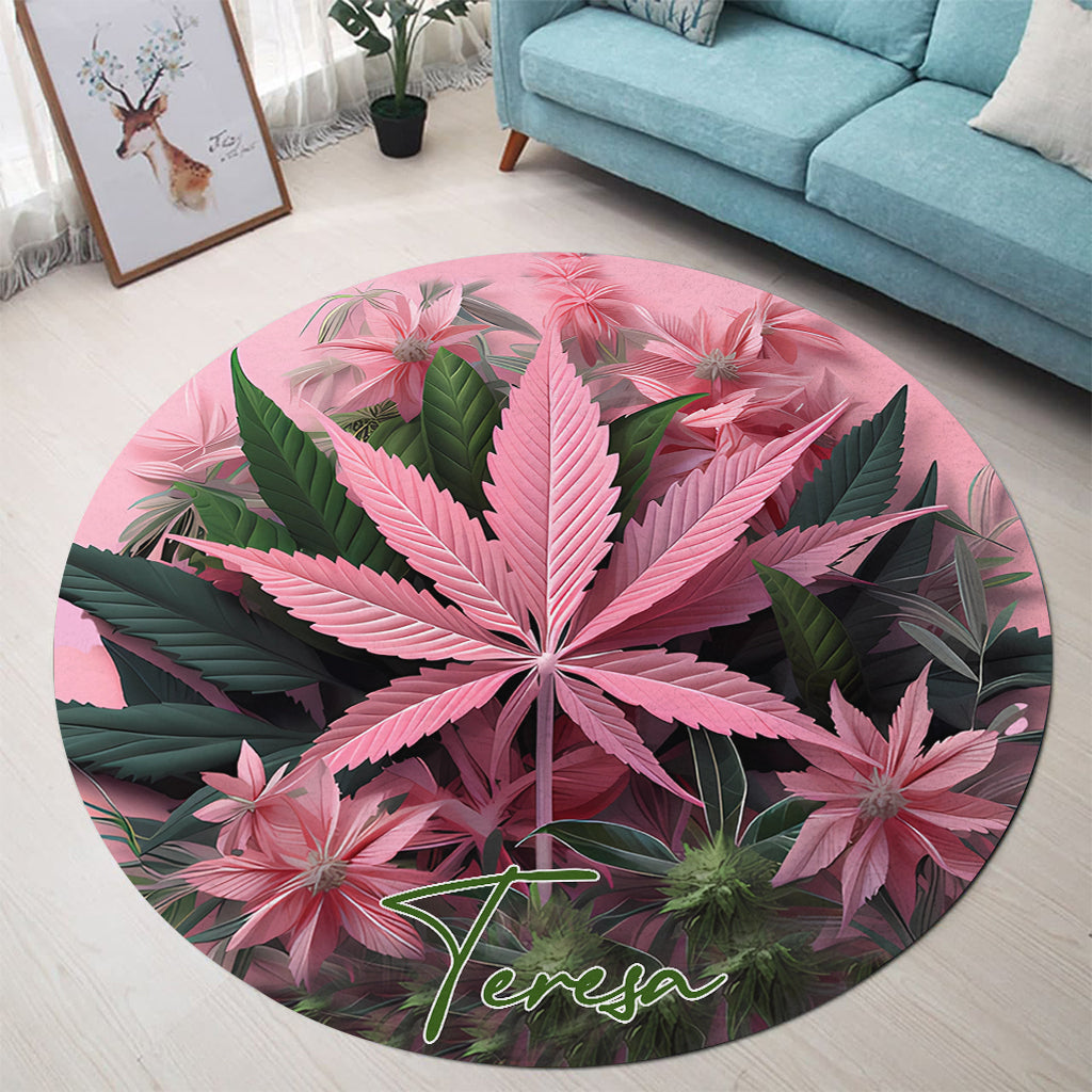 Pink In My Area - Personalized Weed Round Rug