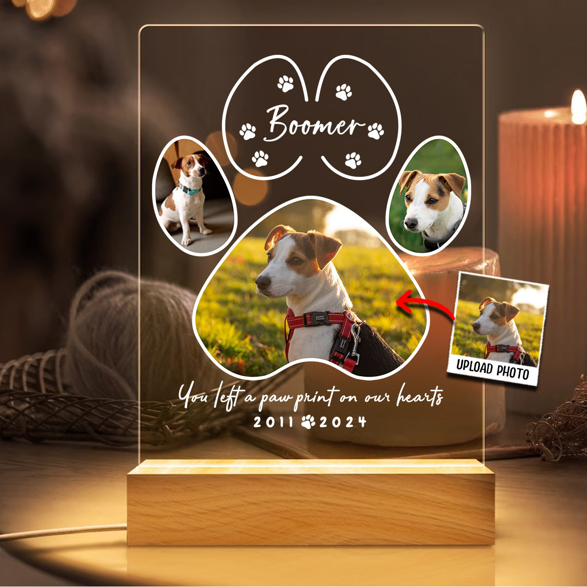 You Left A Paw Print - Personalized Dog Shaped Led Night Light
