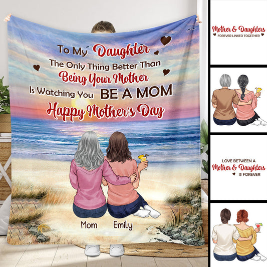 To My Daughter Vintage Tropical Sunset - Personalized Daughter Blanket