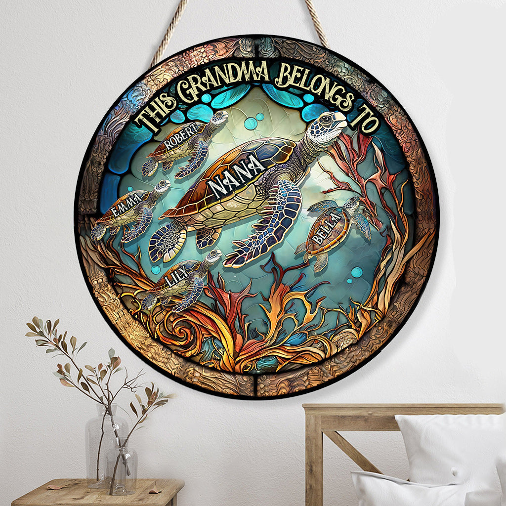 This Grandma/Momma Belongs To - Personalized Grandma Round Wood Sign