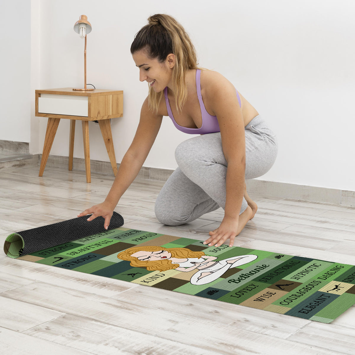 Yoga Girl I Am Bold Green - Personalized Yoga Yoga Mat