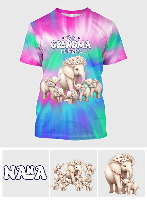 This Grandma Belongs To Daisy Elephant Version - Personalized Grandma All Over Shirt