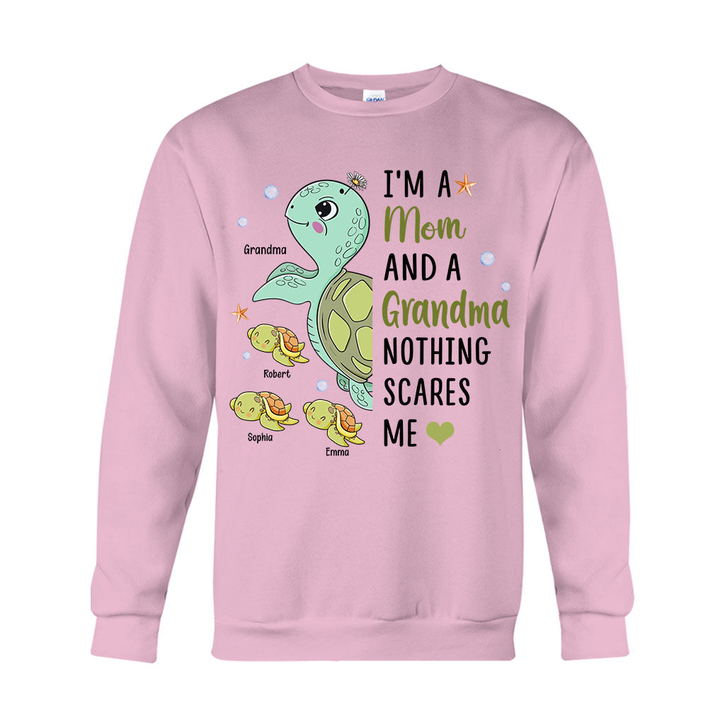 Nothing Scares Me Grandma Turtle Version - Personalized Grandma T-shirt And Hoodie