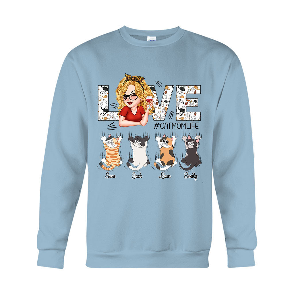 Love Cat Mom Life - Personalized Cat T-shirt And Hoodie