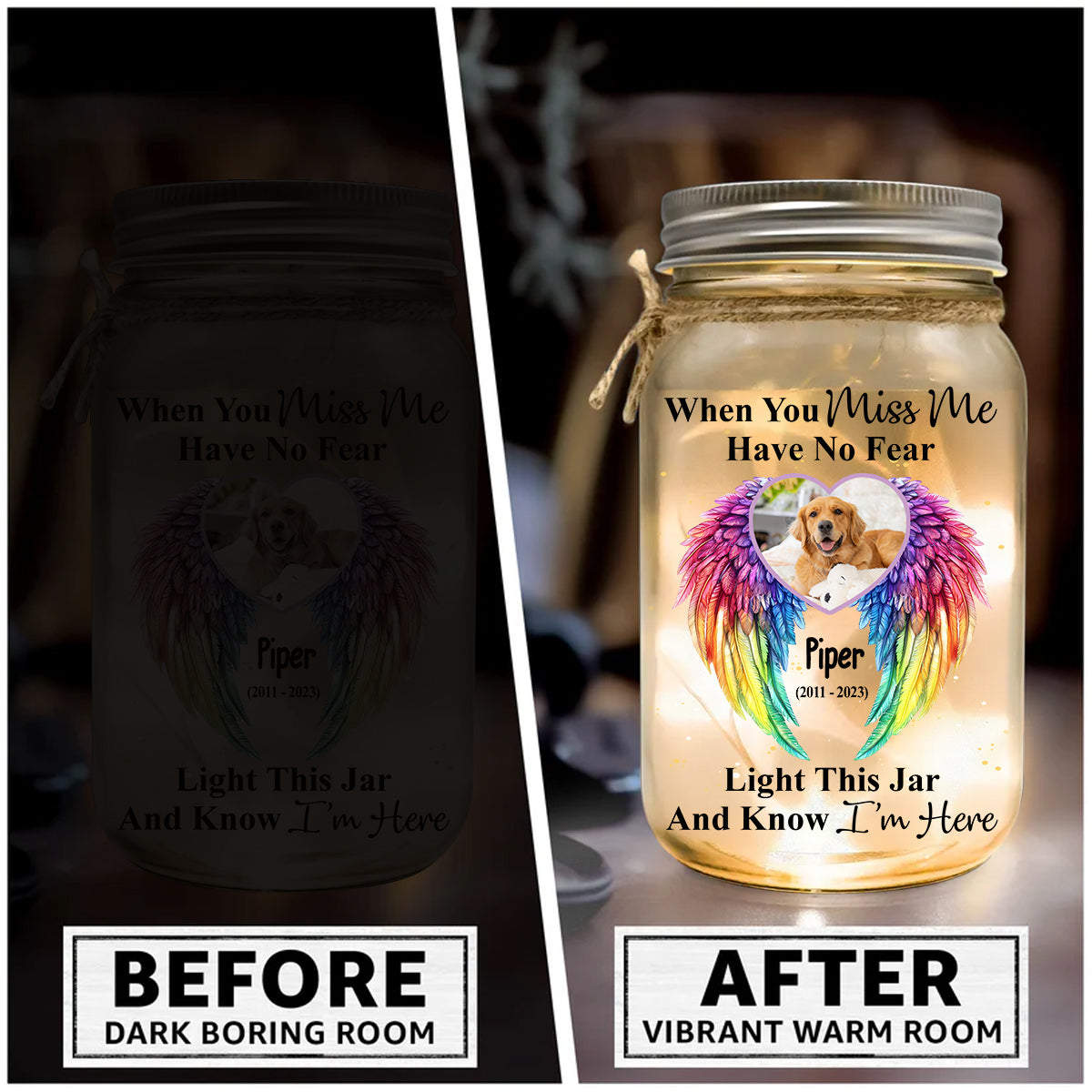 When You Miss Me Have No Fear - Personalized Dog Mason Jar Light