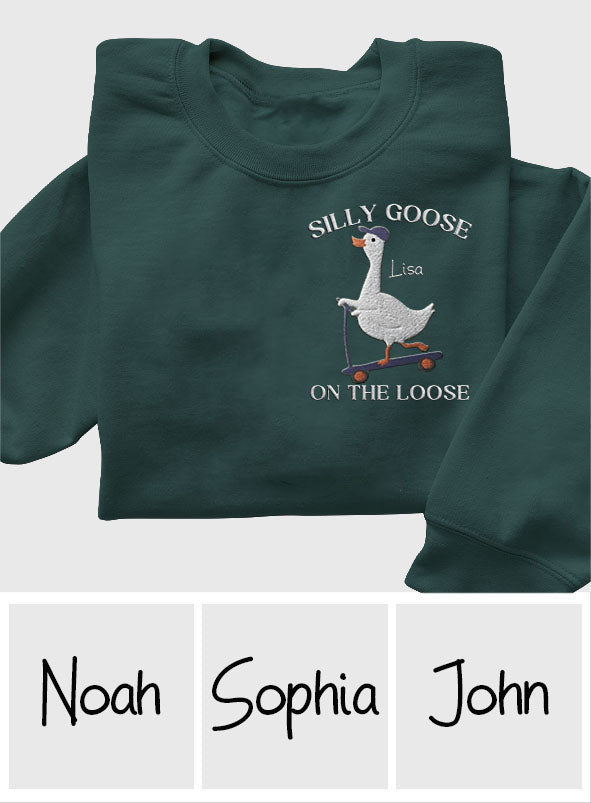 Silly Goose Sweatshirt Embroidered - Personalized Sarcasm Embroidered Sweater