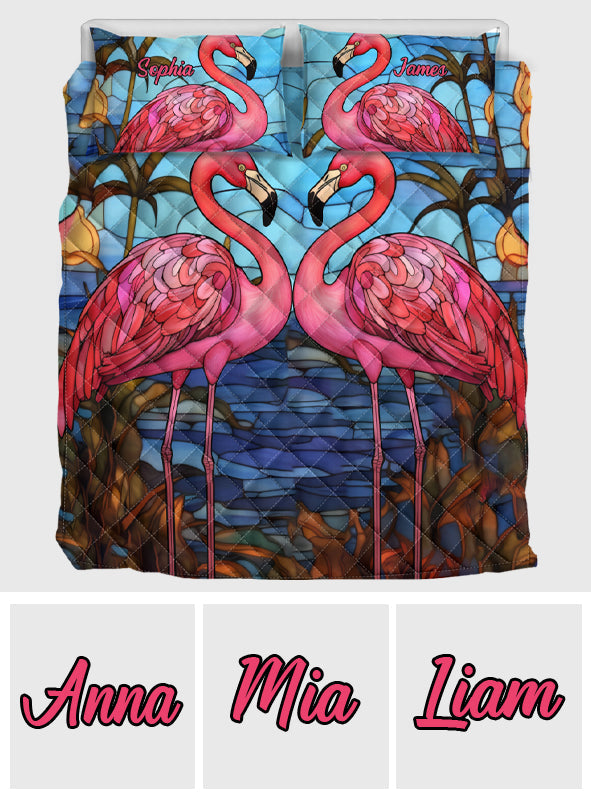 Love Flamingos - Personalized Flamingo Quilt Set
